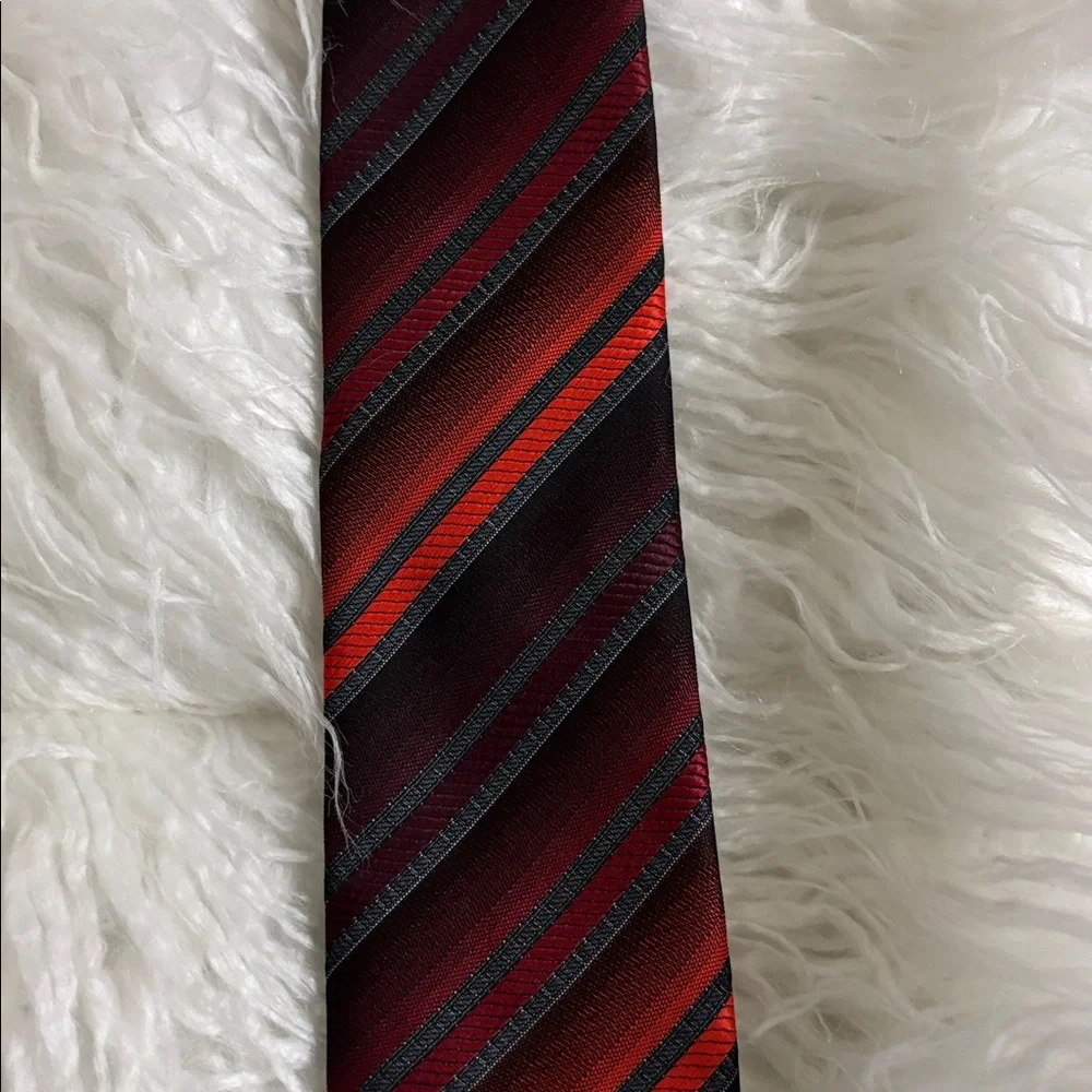 Red and Black Striped boys clip on tie
